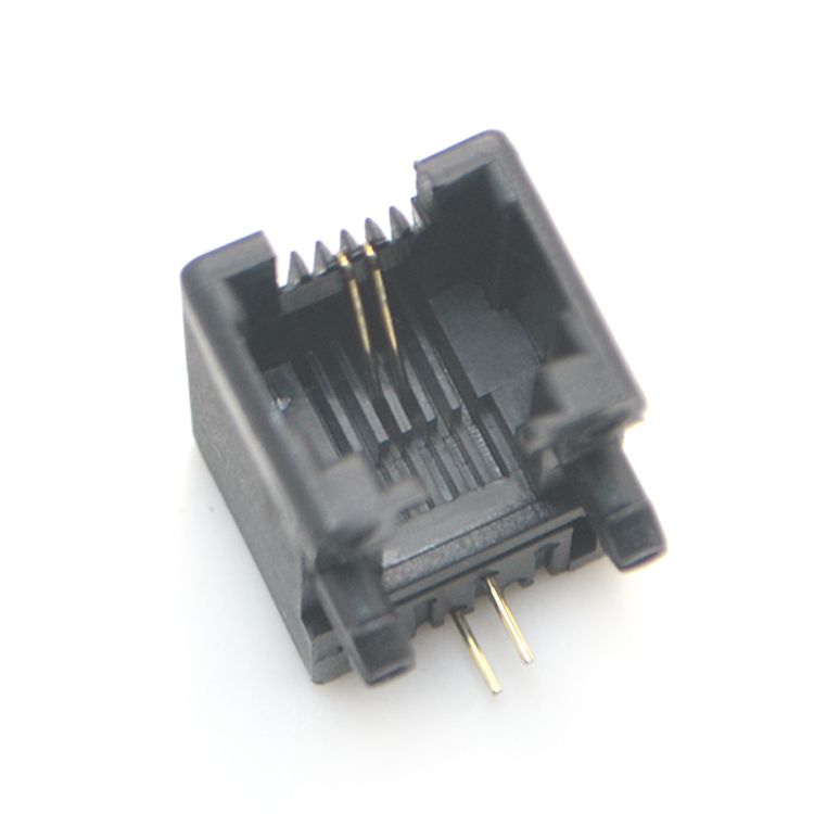 RJ11-6P2C 全塑 黑色 弯插