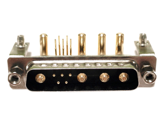 大电流 9W4 公头 弯插板 铆锁 黑胶 带支架连接器